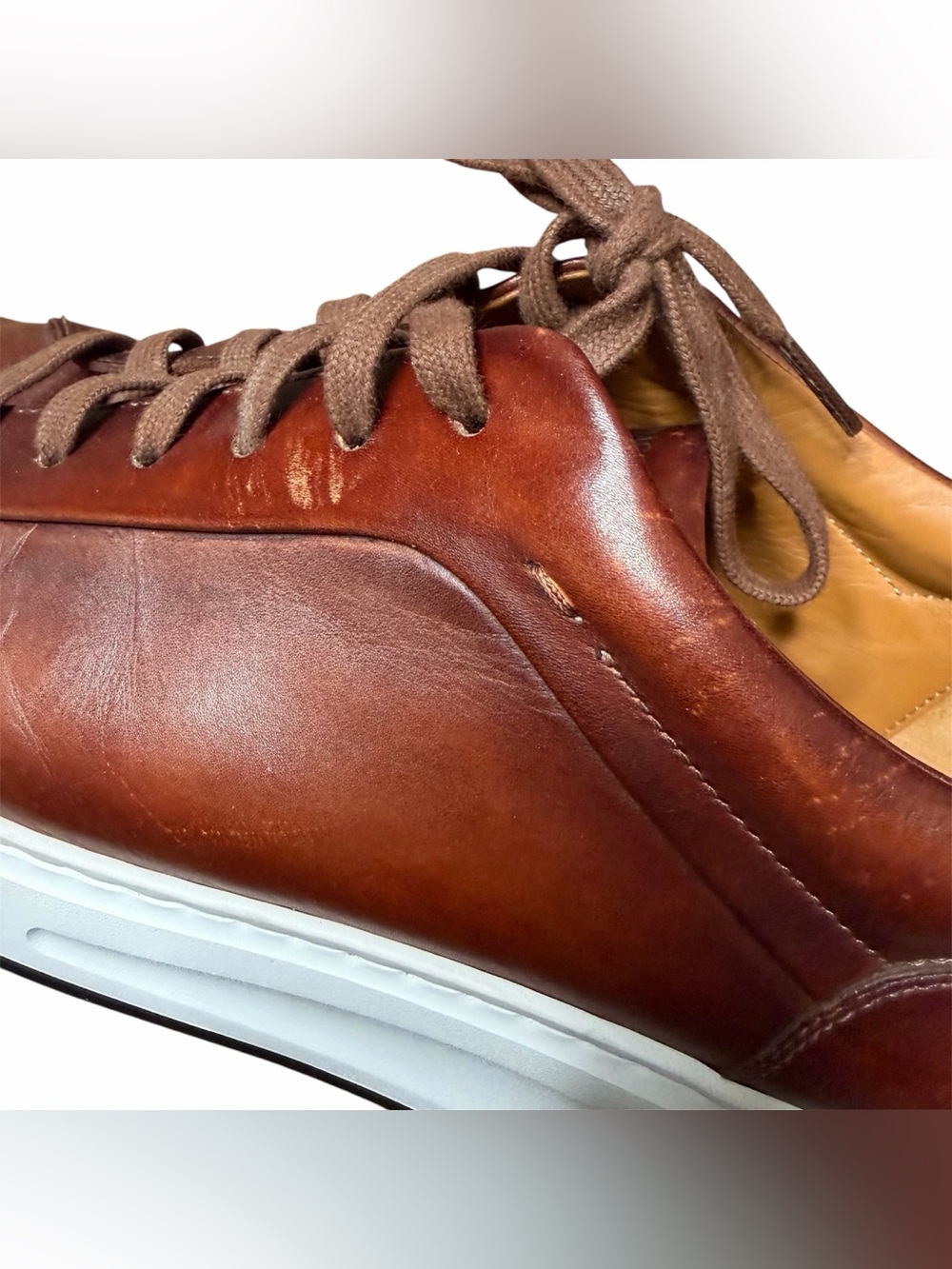 Magnanni Serino Leather Sneakers Shoes Men’s Size 11.5 Cognac Brown Retail $525 - Picture 11 of 14